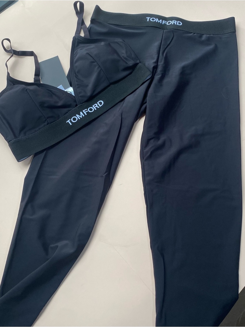 Tom Ford Black Logo Waistband Leggings set